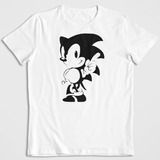 Polera Blanca Algodon Estampada Dtf Sonic Videojuego Fan Art