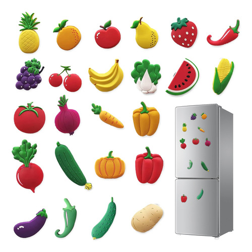 24 Piezas Verduras Imanes Refrigerador Decorativo De Frutas