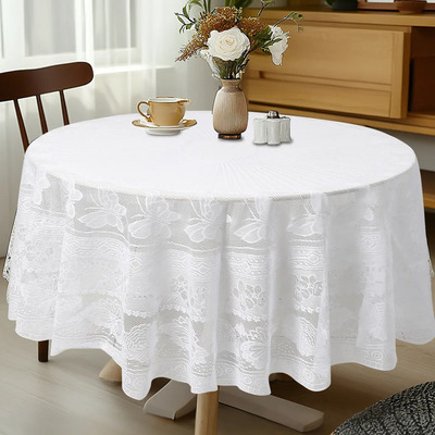 Mantel Para Mesa Redonda Mariposa Blanca Encaje 180cm