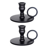 2 Matte Black Portable Candlesticks, Meta Candle Holder