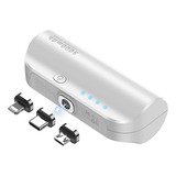 Power Bank Mini Magnético 5000mah Saiviek Cx02,batería Externa Inalámbrico Carga Rápida 3 En 1 Con iPhone/usb C/micro Usb A,banco De Energía Ultracompact Compatible Para iPhone,samsung,huawei,blanco