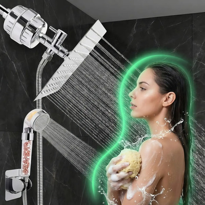 Regadera De Ducha YESOP 8 Pulgadas Con Filtro Purificador, Cabezal Cromo Alta Presión, Kit Anti-Sarro Para Baño | Meses sin interés