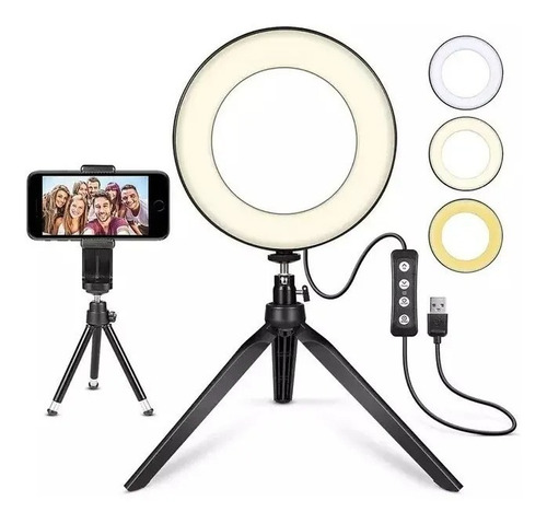 Anillo O Aro De Luz Led 16cm Con Tripode De Mesa