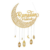 Colgante Ahuecado De Madera Para Eid Ramadan, Dorado Musulmá