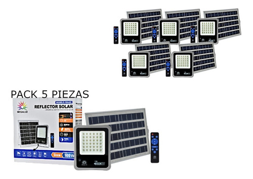 Reflector Led Panel Solar 100w/1000w Exterior Ip66 5 Piezas