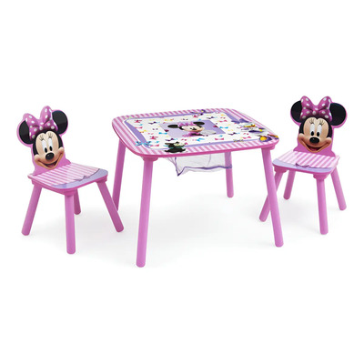 Set Infantil De Mesa Mesita Con 2 Sillas Minnie Mouse Niña Color Rosa