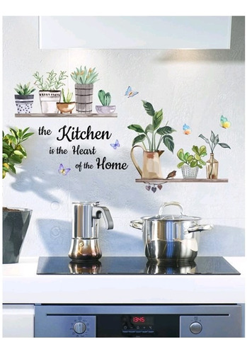 Vinil Decorativo Pared Hogar Cocina Diseño Plantas 