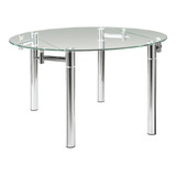 Mesa Vidrio Extensible Redonda Comedor Cromada Outlet 