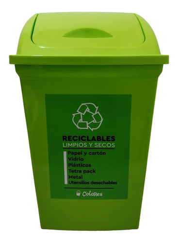 Cesto/basurero De Reciclado Ecológico 50 Lts. Tapa Vaiven 