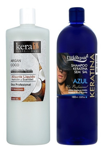 Keratina Keraliss Coco + Shampoo Look Repair Azul 1.000 Ml