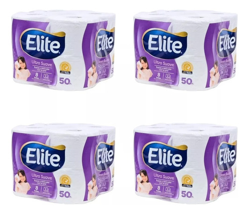 Papel Higiénico Elite 50 Mts Doble Hoja 32 Rollos Soft Touch