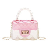 Mini Bolsa Para Niña Crossbody Moda Moderna Cute Casual Acabado De Los Herrajes Oro Color Rosa/transparente Correa De Hombro Oro Diseño De La Tela Cuadros