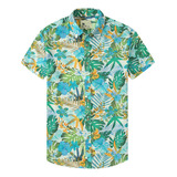 Camisa Hawaiana Fina Con Estampado De Solapa For Hombre