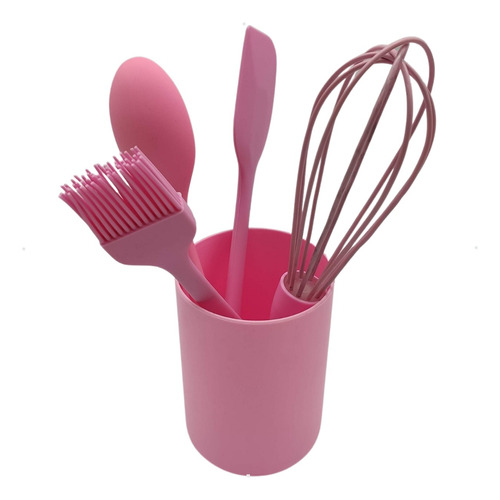 Utensílios Cozinha Kit Silicone Fuê Colher Espátula Pincel 