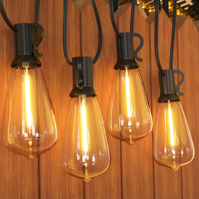 Guirnalda De Luces Led Exterior, 25m 25+2 Focos Led St38 Inastillables Alto Brillo Impermeable Ip45, Serie Luz Vintage Decorativas | Meses sin interés