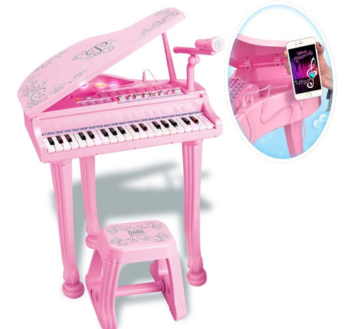 Piano Deluxe Princesas Ditoys Microfono Banquito Luces Cuota
