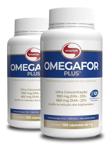 Kit C/2 Ômegafor Plus Vitafor Epa Dha Ômega3 1000mg 120 Cáps