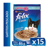 15x Alimento Para Gatos Felix Gatitos Pescado 85gr Np