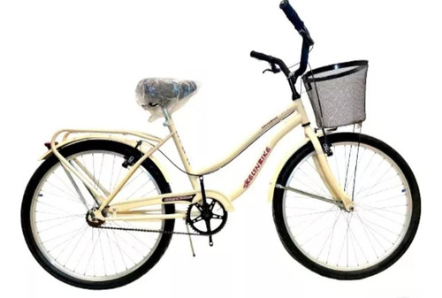 Bicicleta Paseo Rod 26 Dama Con Canasto Vintage Crema