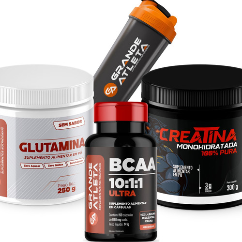 Combo 1 Creatina 300g + 1 Bcaa 150 Caps + 1 Glutamina 250g