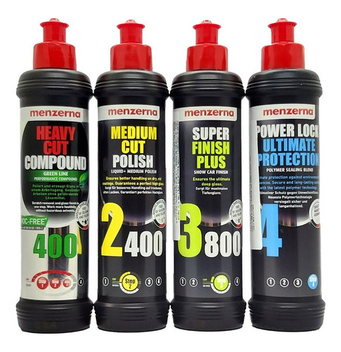 Menzerna Kit 4 Pasos 250ml 400gl+2400+3800+ Power Lock