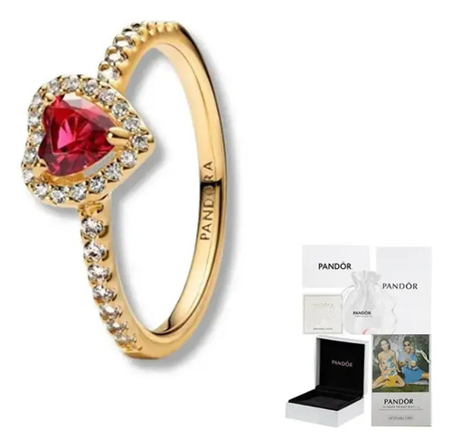 Anillo Pandora De Corazón Elevado Chapado En Oro De 14k | Meses sin interés