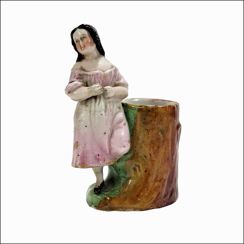 Candelero Antiguo Niña Campesina Porcelana (5994)