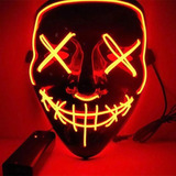 Mascara C/ Led Neon The Purge Carnaval Halloween Rave Full Cor Vermelho