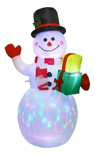 Muñeco De Nieve Inflable Navideño Grande Con Decoración Led