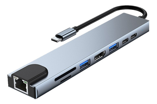 Adaptador Type-c 8 In1 Com Saída Hdmi Usb P/ Celular E Mac