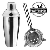 Kit Coctelera Acero Inox Boston + Colador Oruga Barman Fest