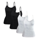 Set 4 Blusas Mujer Tirantes Casual Blusa Negra Crop Top Dama