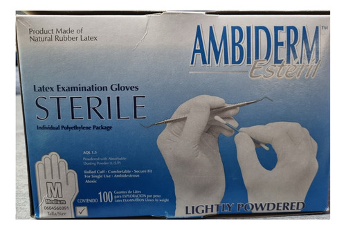 Guantes Descartables Estériles Ambiderm Caja Con  100