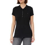 Playera Polo Tommy Hilfiger Mujer Slim Fit Negro Casual 