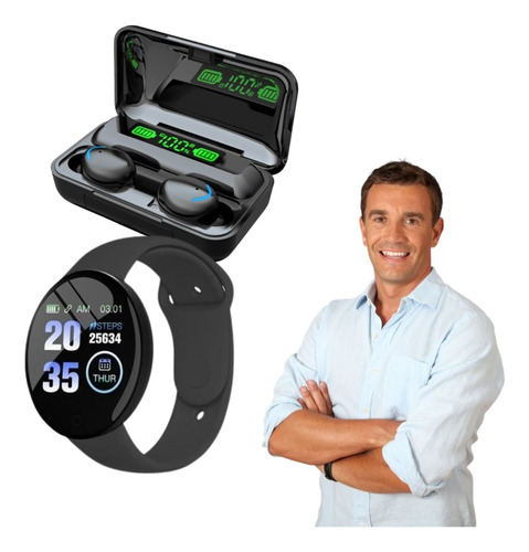  Smartwatch D18 + Auriculares F9 Dia Del Padre Envío Gratis
