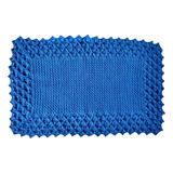 Tapete Azul De Crochê Artesanal