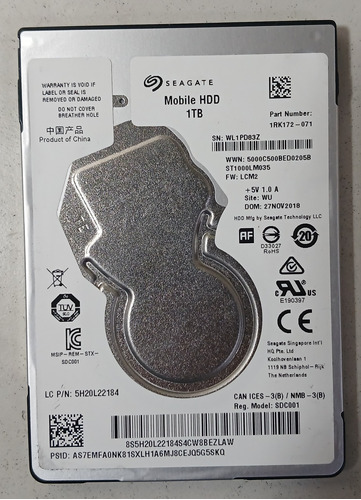 Disco Duro Rigido Seagate St1000lm035 1tb 2.5 Sata