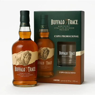Kit Whisky Buffalo Trace Bourbon 750ml C\u002F Copo | Frete grátis