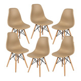 Cadeira De Jantar Henn Decorshop Charles Eames Dkr Eiffel, Estrutura De Cor  Nude, 6 Unidades