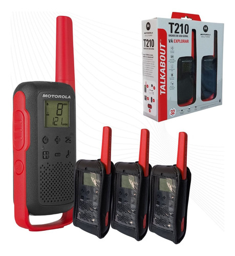 Kit 4 Radio Motorola T210br Transmissor Walk Talk Com Capa