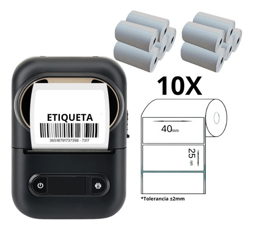 Impressora Etiqueta 58mm + 10 Rolos Etiqueta Adesiva 40x25