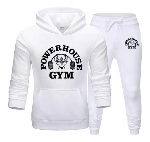 Conjunto Moletom Power House Gym Musculação Academia Canguru