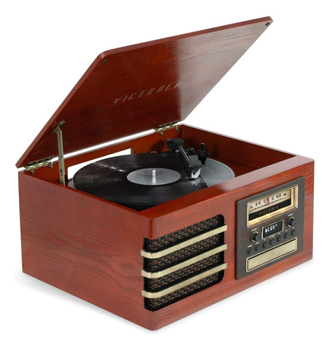 Tocadiscos Retro Victrola De Madera Bluetooth Plato Mejor...