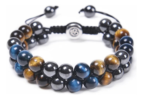 Pulsera Piedra Ojo De Tigre Blue Hematita Hombre Mujer O