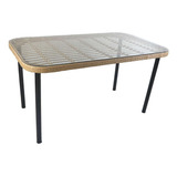 Mesa Simil Ratan Hierro Comedor Jardin Exterior 1,80x90