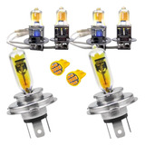 Kit Lâmpadas H4 H3 Iluminação Amarela Ouro 2300k Carro 12v