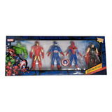 Set 5 Muñecos 10cm Articulados Ironman Spiderman Hulk Thor