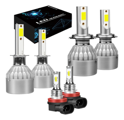 Kit De Faros Led H1 H7 H11 De Luz Alta Y Baja 24000lm Canbus