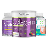 Colágeno Verisol Hialuron 200g + Celluoff 30 Caps + Biotina Sabor Frutas Vermelhas