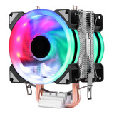 Tubo Duplo Silencioso Computador Cpu Cooler Rgb Duplos Fan Led Tubo Duplo Lâmpadas Coloridas Três Agulhas Ventiladores Duplos